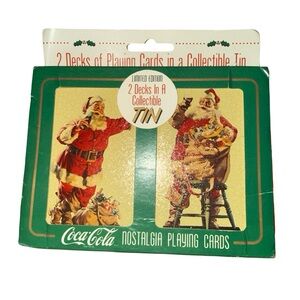 NEW Sealed Coca-Cola Christmas Santa Playing Cards Tin Set (2 Decks)